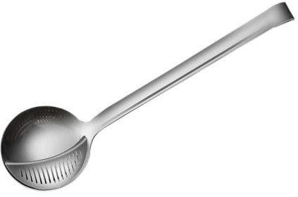 Cucchiaio Mestolo in Acciaio Inox a Doppio Uso per Filtro Zuppa | Argento, Filtro Olio e Separatore di Grasso, Recupero Cibo, Utensile da Cucina per Hotpot