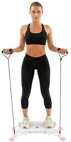Slide Stepper Fitnessgerät, Waist Twister Machine mit Widerstandsbändern & LCD-Display, Ganzkörper Heimtrainer für Beine, Po, Arme, 120 kg Belastung, Leise und Platzsparend
