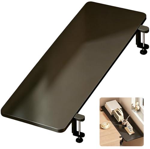BONJUME Extensión Ergonómica para Escritorio, 70 * 25cm Extensión De Mesa Plegable A 90° con Reposamuñecas Negro Soporte para Brazos Y Muñecas Reposabrazos para Ordenador Accesorio De Escritorio