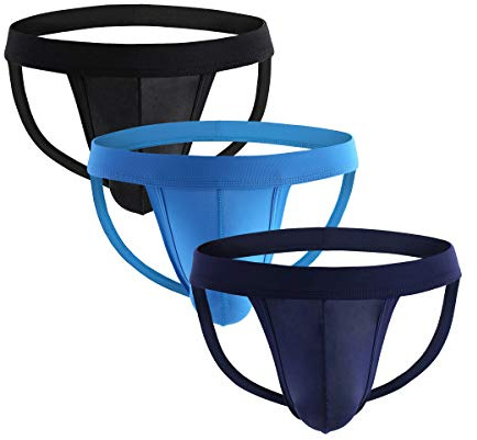 eywlwaar Men's Athletic Supporter Briefs Jockstrap Underwear Elastic Nylon Pouch Bikini Briefs 3pcs