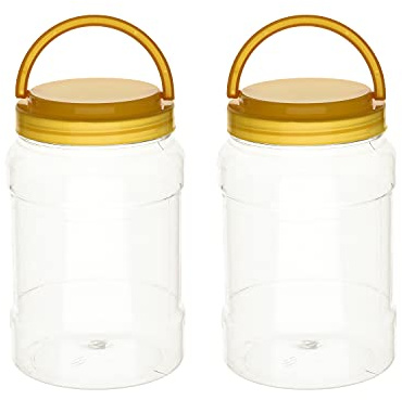 Utoolmart Empty Plastic Storage Jars 1.5KG PET Screw-on Lids Sealed Honey Container 4Pcs