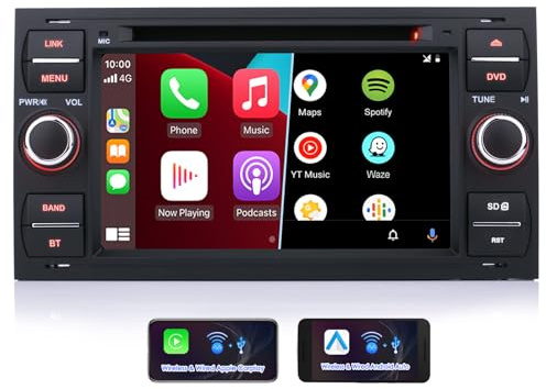 iFreGo 7 Pulgadas 2 DIN Coche Radio para Ford Mondeo, Focus, S-MAX.Radio FM, Radio con Bluetooth,DVD CD Radio,GPS,USB,Tarjeta SD, Radio Soporta Control del Volante,Cámara de Visión Trasera, Autolink