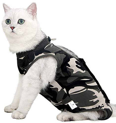 LIANZIMAU Katzenbody Nach Op Katzen Body Für Katzen Operation Langärmlige Einteiler Katzenbekleidung E-Halsband Alternative