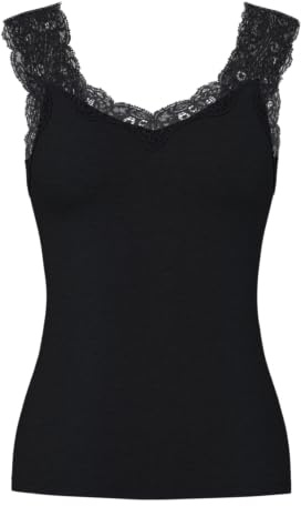 PIECES PCBARBERA Lace Top Noos Canottiera, Nero, S Donna