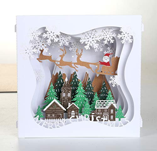 Kesote Weihnachtskarte Pop Up Karte 3D Glückwunschkarte Weihnachten mit Umschläge (Weihnachtslandschaft)