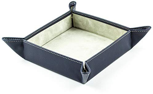 DELMON VARONE - Personalisierbarer Taschenleerer „EcoAppleLeather“ Blau, Recycling Schlüsselschale als Ablage für Schmuck, Kleingeld und Schlüssel, Öko Apfelleder Taschenleererschale personalisiert