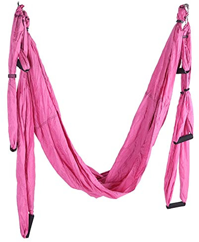 VGEBY Aerial Yoga Hängematte Ultraleichte Anti Gravity Yoga Schaukel Aerial Pilates Schaukel Set Home Fitness Zubehör Traggewicht 300kg(Rosa)