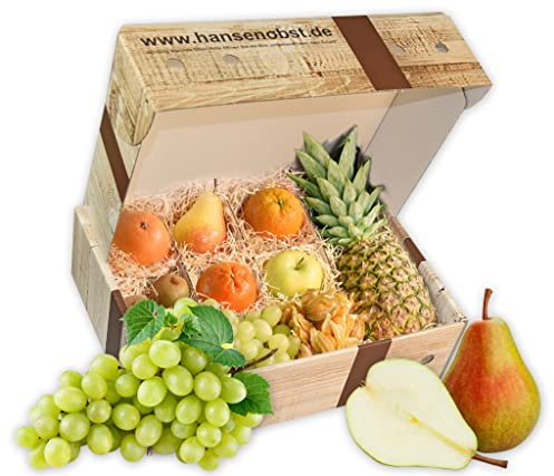Hansen Obst - Geschenkbox - fruchtige Obst-Box - “Genesungsgruß” - Präsentkorb - Obst-Geschenkset - gefüllte Obstkiste - Obstbox mit frischem Obst Die Rustikale
