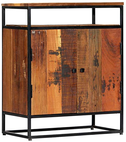 Voupuoda Beistellschrank, Schubladenkommode, Beistelltisch, Standschrank, Aufbewahrungsschrank, 60x35x76 cm Massives Altholz und Stahl