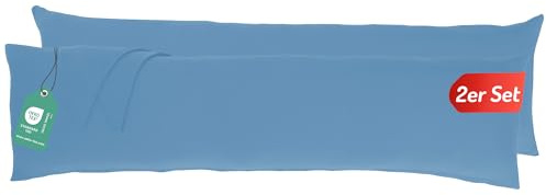 Livessa Seitenschläferkissen Bezug 40 x 145 (2er Set) - Verdeckter Reißverschluss an der Langen Seite,%100 Baumwolle Jersey Stoff, Oeko-Tex Zertifiziert, Ultra weich und atmungsaktiv