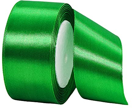 22m Satinband Geschenkband Grün 40mm Breit,Seidenband Grün Dick Schleifenband Satin Dekoband Geschenkverpackung Deko Band Stoffband für Halloween Weihnachten Hochzeit Taufe Geburtstag DIY-Handwerk