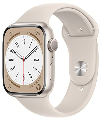 Apple Watch Series 8, 45 mm, Aluminium polarstern, Sportarmband polarstern