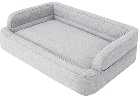 PillowPrim Hundebett, Möbel für Tiere, Katzenbett, Abnehmbar Bezug, Hundekorb, Hundekissen, Hundeliege, Schlafplätze, Hundesofa, Asche, L: 78x47 cm