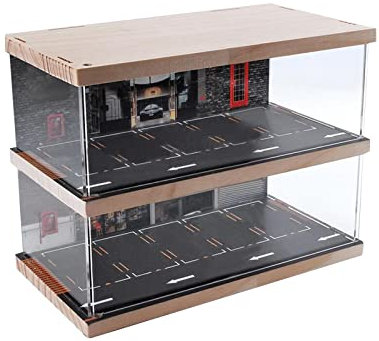MagiDeal Parking Lot Display Case Diecast Car Garage Conteneur Anti-poussière Diorama, À Deux étages