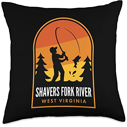 Shavers Fork River West Virginia Fishing Throw Pillow