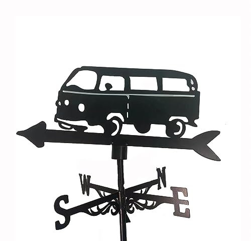 jUlenO Wetterhahn Bus Muster Wetterfahne,Metall Weather Vane Windfahne Windrichtungsanzeiger für den Gartenzaun und Schuppen Dekorative, 22x13in