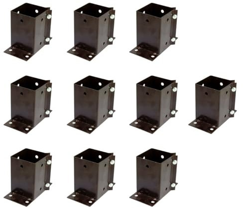 10 x Fence Post Holder 100mm posts Support Flush Fit Shoe Anchor Clamp Grip Brown for 100mm x 100mm posts (4) Eliza Tinsley Swiftpost, Pack of 10