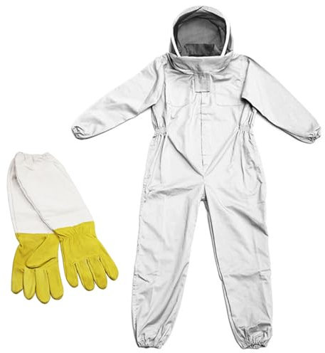 XZLZMYP Imkerei Anzug Schutzbekleidung Mit Schleier Ganzkörper Imkerei Kleidung Belüftet Und Atmungsaktiv Imker Bienen Anzug Ausrüstung Für Professionelle Und Unerfahrene Imker,Weiß,XL