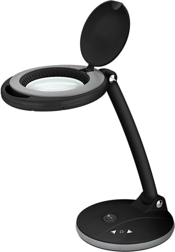 goobay 65576 Dimmbare LED Lupenleuchte/Lupenlampe mit Standfuß/Standlupe Licht / 6 W Leistungsaufnahme/Farbtemperatur 6500 K/Lichtstrom 450 lm/Betriebsspannung 230 V (AC), Schwarz
