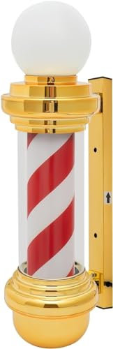 Poste Luz Led para PeluqueríA, Letrero Abierto Giratorio para PeluqueríA, Color Dorado Rojo Blanco Y Negro Resistente Al Agua Ahorra EnergíA Montaje En Pared(D)