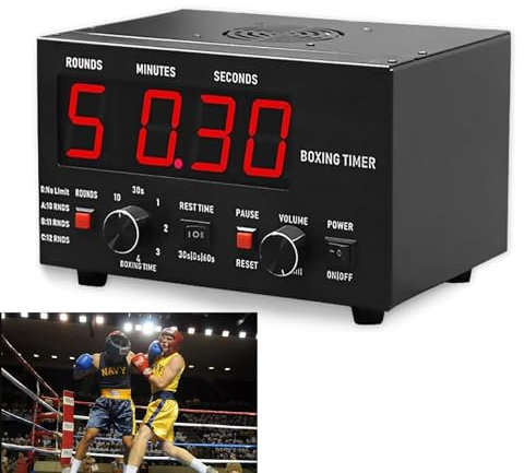 CLZDXW Minuteur D'intervalle De Boxe Classique, Minuterie De Salle De Sport Professionnelle avec Barre De Progression du Temps, 1 À 12 Tours De Défi, Entraînement De 30 À 10 Minutes