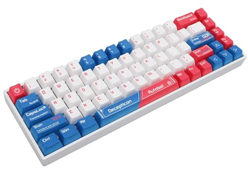 Cuifati Teclado para Juegos 60% Mecánico con Interruptor Rojo Lineal, 68 Teclas Mini Teclado para Juegos 60 por Ciento RGB Retroiluminado 3 Modos BT Inalámbrico 2.4G Teclado con Cable