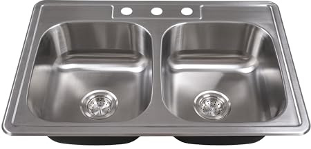 MSI Double Bowl 33 in. X 22 in. Stainless Steel Overmount Kitchen Sink