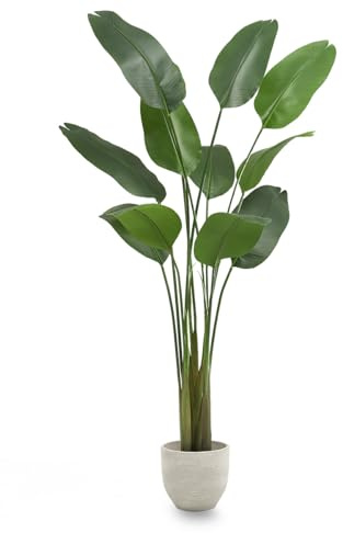 Maia Shop | Strelitzia Nicolai | Paradiesvoge | Kunstpflanze | Maße: 210 x 115 cm | Große künstliche Pflanze | Fake Plant | Plastik Pflanze | Deko | Deko Wohnzimmer