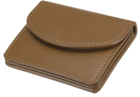 QUARKZMAN PU Leder Visiten Karten Etui Visitenkarten Etui Geldbörse mit Magnet Verschluss Tasche Etui für Damen Kredit Ausweis Kaffee