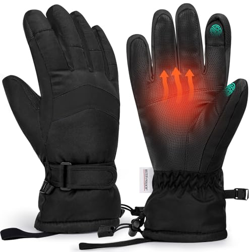 Homord Guanti Invernali Uomo, Impermeabili Guanti Sci Uomo - Caldi Touch Screen Guanti Neve per Snowboard,Ciclismo,Moto,Trekking,Corsa