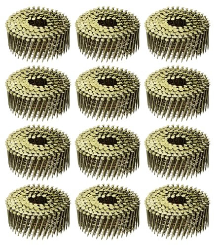 uxcell 3600 Count Siding Nails 2 x 0.091 15-Degree Ring Shank Full Round Head Collated Wire Coil for Lath and Sheathing Materials
