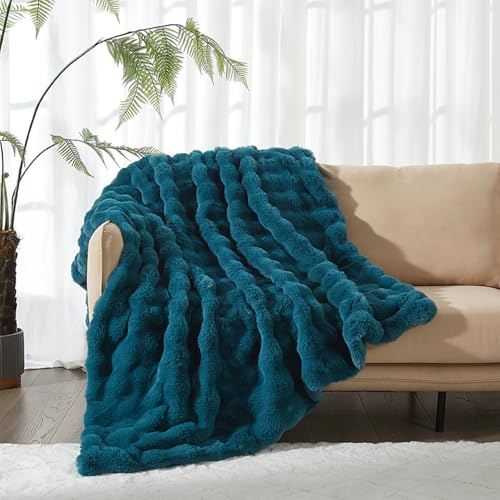 DXHOME Kuscheldecke 150x200 Flauschig Decke Fleecedecke Weich Warme Super Soft Flauschige Decke Gemütlicher Überwurf Für Bett und Couch (Petrol Blau, 150x200cm)