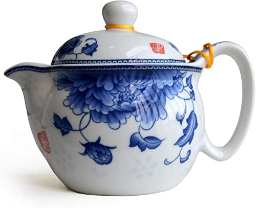 EOTRERANQ Teiera da Cucina Teiera Classica da 350 ml con Fiori Blu e Bianchi in Porcellana Teiere