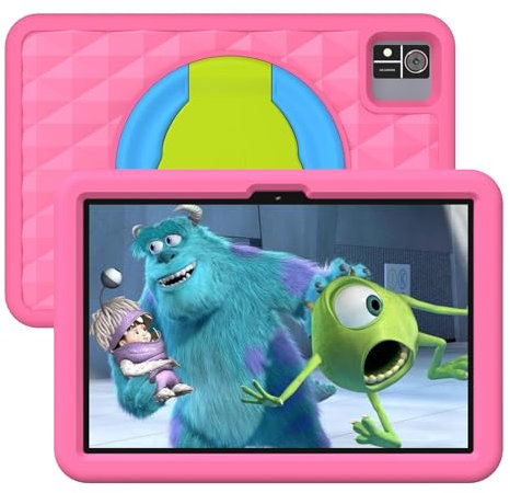 YUMBOT Tablet Bambini 10.1 Pollici Andriod 13,128GB Rom 8GB RAM per Bambini 3 4 a 6 8 10 12 Anni,Controllo Parentale,6000mAh,Bluetooth,Kids Tablet Rosa Educativo con Custodia
