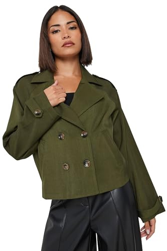 PixieGirl Petite Stone Brown Cropped Trench Duster Coat Petite