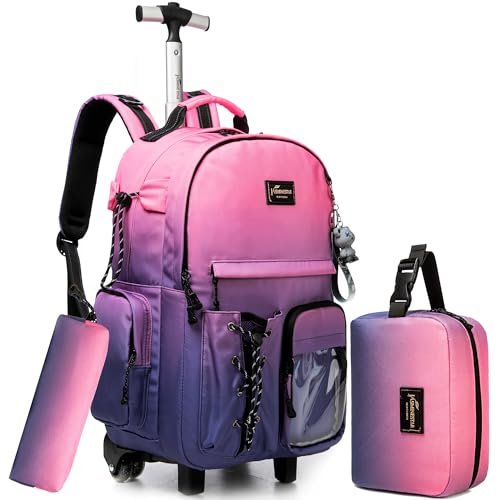HTgroce Cartable a Roulette Fille Primaire Sac Dos roulettes, Sac a Roulette Voyage cm1 Rentree Scolaire
