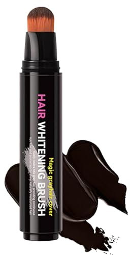Hair Root Touch Up Stick & Brush – Temporary Hair Dye Pen for Grey Coverage, Natural-Looking Root & Beard Touch Up, Easy to Use, Travel-Friendly, for Men & Women (Black Brown）