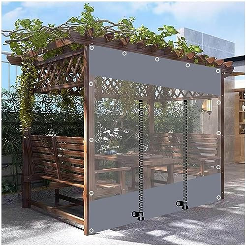 Cortinas transparentes impermeables para cenador, pérgola, terraza, garaje, lona de PVC transparente, paneles de lluvia con cremallera y ojales, 4,8 x 3 m