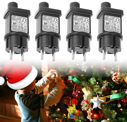 Enchufe europeo de 31 V, 4 unidades de fuente de alimentación LED, adaptador de fuente de alimentación, transformador LED, 31 V 6 W, cadena de luces con 8 modos de luz, función de temporizador