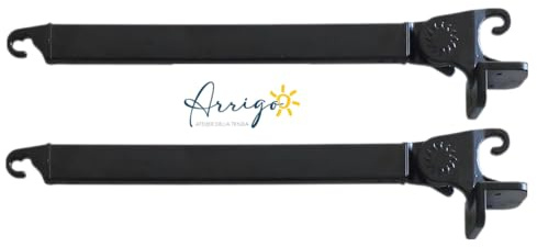 Coppia Bracci per Tende da Sole Universali in Alluminio Verniciato – Compatibili Tempotest Parà – Lunghezza 50 o 70 cm – Attacco Gancio, Colori Vari, Sostituzione Braccetti (Nero, 50 cm)