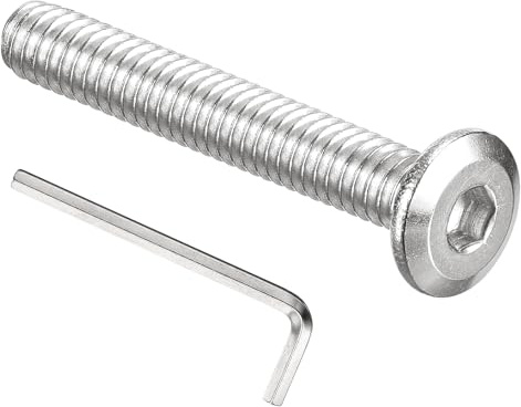 PATIKIL 10Pezzi 1/4-20 X 1-3/4 Vite A Testa Piatta 18-8 Bulloni Argento | 304 Acciaio Inossidabile, Per Riparazioni Letti Montaggio Navale, Con Grotta Esagonale, Con Chiave Allen, Per Mobili