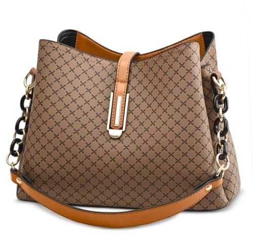 VARLIVOO Handtasche Damen Klein – Vintage PU Leder Umhängetasche mit 2 Schultergurten, Modische Tasche für Arbeit, Alltag & Reisen (Hellbraun)