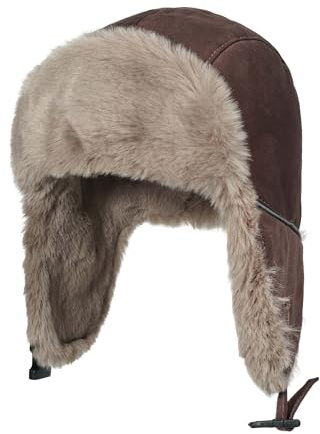 CLAPE Unisex fuskpäls flygmössa termisk vinter trappermössa utomhus vindtät vintermössa med öronlappar varm rysk mössa män kvinnor, PL2509-brun, one size