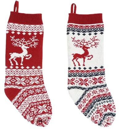MUNSKT Weihnachtsstrumpf, 45,7 cm, große Weihnachtsstrumpfe, personalisierbar, gestrickt, Weihnachtsstiefel, Rentier, zum Aufhängen, Socken, Geschenke für den Weihnachtsmann, zur Dekoration von