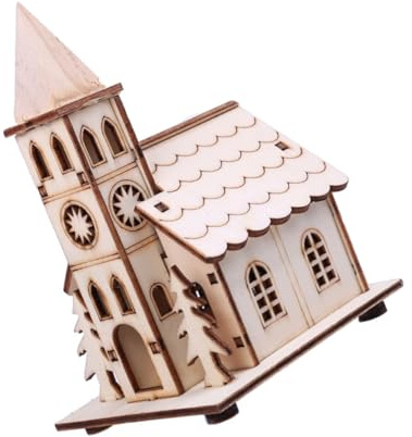 TOGEVAL Ornamento Luminoso da Scrivania in Legno a Casetta, Decorazione Natalizia Calda e Romantica per Casa e Festa, Addobbo Piccolo per Decorazioni di Natale e Ambienti Interni