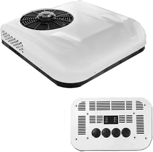Aire Acondicionado 24V Blanco, Aire Acondicionado Caravana con Función de Control Remoto con Función Frío para Monovolúmenes, Camionetas, Autocaravanas, Camiones, Vehículos Agrícolas, Excavadoras