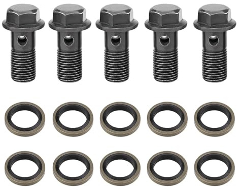 Xinglongs Banjo Hose Barb Bolt Fittings 30 Pcs Motorcycle Banjo Bolts & Washers For Brake Caliper Master Cylinder M10 X1.25/M10 * 1.0mm For Motorcycle Car(M10 x1.0mm)