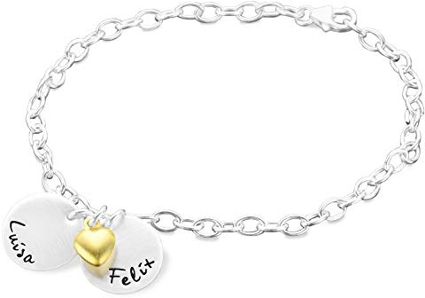 Armband mit Gravur MON AMOUR 925 Silber Namensarmband Partnerschmuck personalisiert