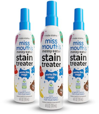 Miss Mouth's Messy Eater staintreater spray – 118 ml 3-pack fläckborttagare – nyfödda och baby nödvändigheter – ingen kemtvättsmat, fett, kaffe av tvätt, underkläder, tyg
