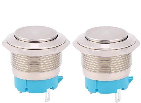 2 STÜCKE 22mm Druckschalter, High Head Reset Druckschalter wasserdichte Schalter Momentanen Metalldruckschalter 5A/250 V 2 Pins